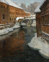 Thaulow Frits The Akerselven River In The Snow