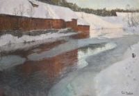 Thaulow فريتس نهر Lysaker في فصل الشتاء Ca. 1891 92 طباعة قماشية
