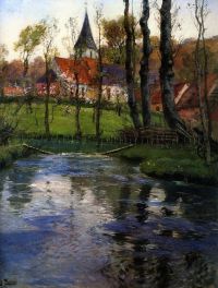 Thaulow Frits The Old Church By The River 1895 96