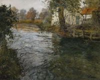 Thaulow Frits The River Canche بالقرب من لوحة قماش مونتروي سور مير
