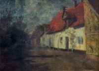 Thaulow Frits Village Street at Night With A Horse Carriage Leinwanddruck