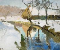Thaulow Frits Vinterlandskap Med Gardsmiljo Vid Vattendrag canvas print