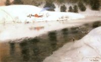 Thaulow Frits Winter At Simoa River Leinwanddruck