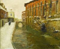 لوحة قماشية Thaulow Frits Winter In Amiens 1904