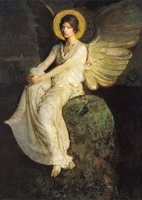 Thayer Abbott Handerson Winged Figure Seated Upon A Rock 1903 16 canvas print