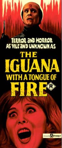 L'iguana con una lingua di fuoco poster del film stampa su tela
