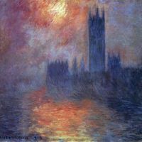 De Houses Of Parliament-zonsondergang door Monet