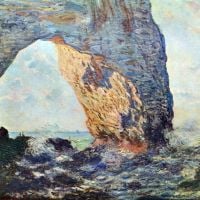 De rotsachtige kliffen van Etretat - La Porte Man 1 door Monet