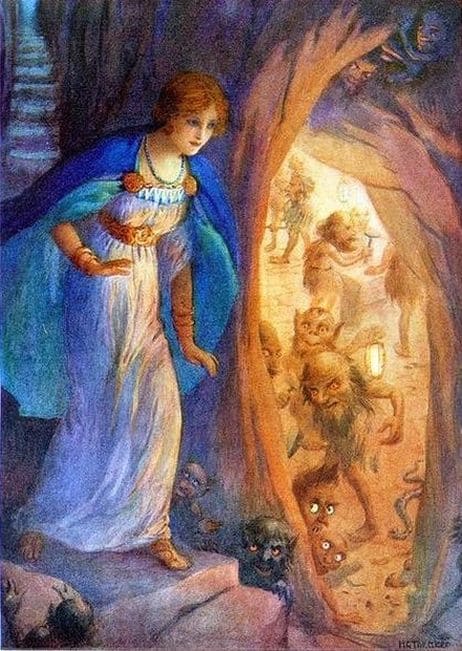 Theaker Harry George Freyja In The Dwarves Cave Ca. 1916 canvas print