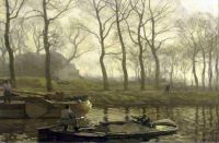 Tholen Willem Bastiaan Barges On The Canal At Scheveningen canvas print