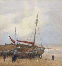 Tholen Willem Bastiaan Bomschuiten Op Het Strand Van Scheveningen