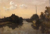 Tholen Willem Bastiaan Moonlit Canal Scene The Hague