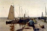 Tholen Willem Bastiaan Moored Fishing Boats In Enkhuizen Harbour Ca. 1900 canvas print