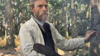 صورة شخصية ثولن ويليم باستيان في لوحة قماشية مطبوعة بمناظر طبيعية مشجرة