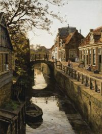 Tholen Willem Bastiaan The Wegje مع قناة Bleiswijkstraat في Enkhuizen 1902 طباعة قماشية