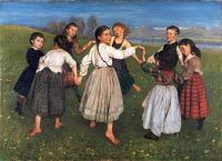 Thoma Hans Kinder tanzen im Ring auf Leinwand