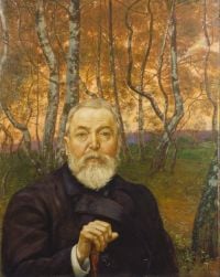 Thoma Hans Self Portrait In A Birch Grove 1899