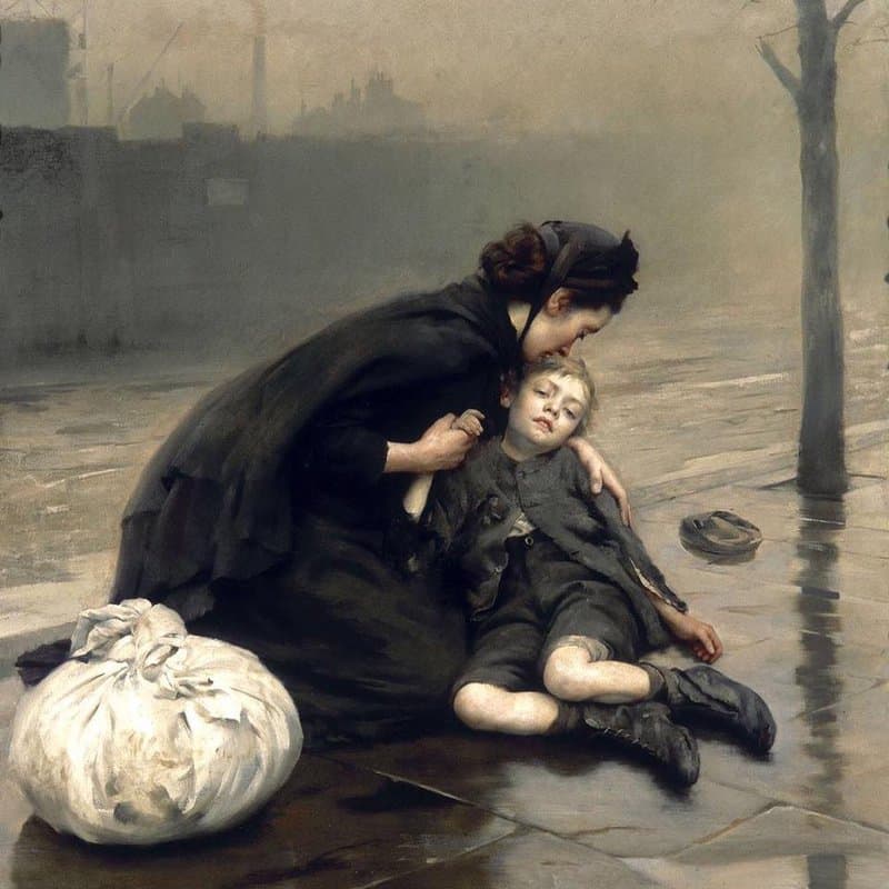 Tableaux sur toile, reproduction de Thomas Benjamin Kennington Homeless 1890