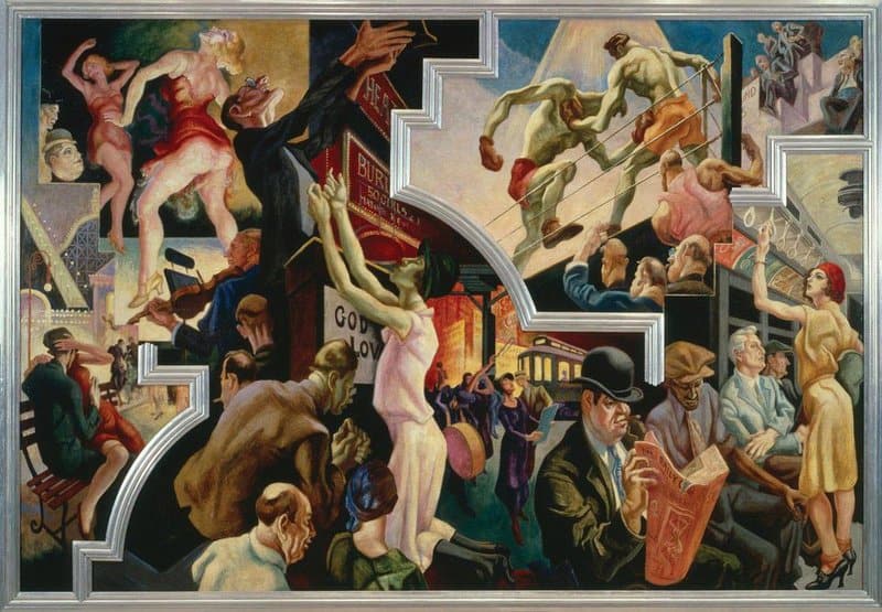 Tableaux sur toile, reproduction de Thomas Hart Benton City Activities With Subway From The Mural America Today 1930-31