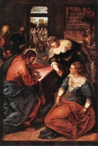 Tintoretto Christus im Haus von Martha und Maria Leinwanddruck
