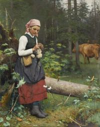 Tiren Gerda Vallflicka I Skogsparti 1886