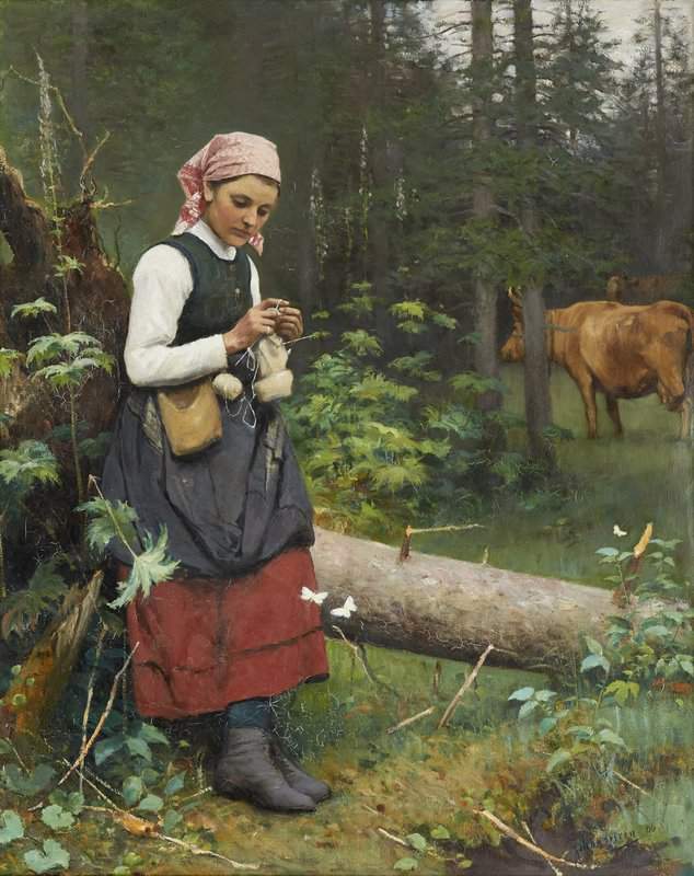 Tiren Gerda Vallflicka I Skogsparti 1886 canvas print