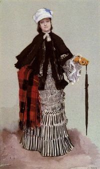 تيسو جيمس سيدة ترتدي فستان أبيض وأسود عام 1873