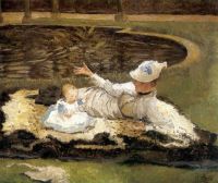 Tissot James Mrs Newton With A Child By A Pool canvas print