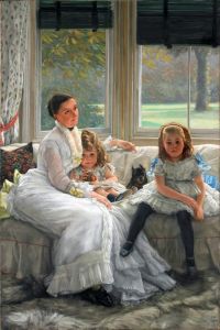 Tissot James Portrait Of Mrs Catherine Smith Gill And Two Of Her Children 1877 canvas print