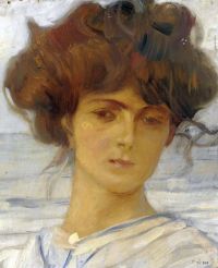 Tito Ettore Porträt eines Mädchens auf Leinwand