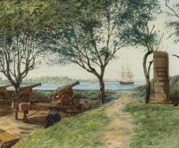 Tom Petersen Peter View From Holmen In Copenhagen With The Sixtus Battery And The Monument For Captain Johan Chr. Schrodersee canvas print