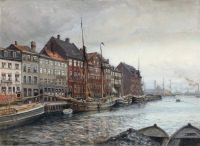 Tom Petersen Peter View From Nyhavn In Copenhagen Cloudy Weather 1912 canvas print