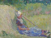 Toorop Jan Girl Resting Against A Haystack 1904
