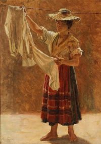 Tornoe Elisabeth Italian Woman Hanging The Laundry canvas print
