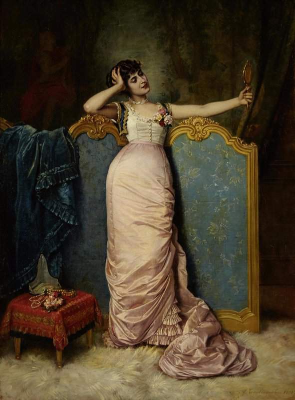 Toulmouche Auguste Admiring Her Looks 1881 canvas print