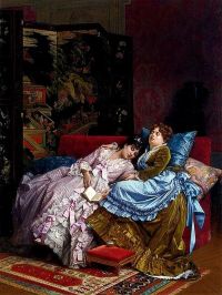 Toulmouche Auguste لوحة قماشية بعد الظهر Idyll 1874