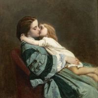 لوحة Toulmouche Auguste Motherly Love مطبوعة على قماش الكانفاس