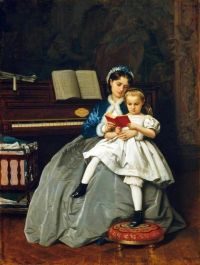 Toulmouche Auguste Reading Lesson 1865 canvas print