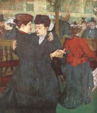 Leinwanddruck Toulouse Lautrec Henri De Zwei Frauen tanzen im Moulin Rouge