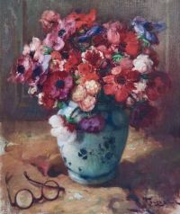 Toussaint Fernand Fleurs Sur Une Table Ca. 1920 طباعة قماش