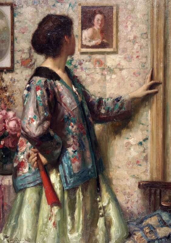 Toussaint Fernand Jeune Fille Regardant Un Tableau De Fragonard canvas print
