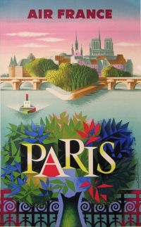 Travel Poster Air France Paris Seine canvas print