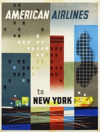 السفر ملصق الخطوط الجوية الأمريكية إلى نيويورك