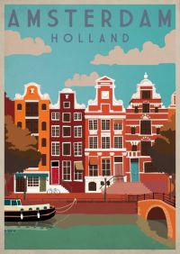 Travel Poster Amsterdam Holland canvas print