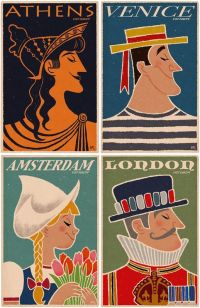 Travel Poster Athens Venice Amsterdam London canvas print