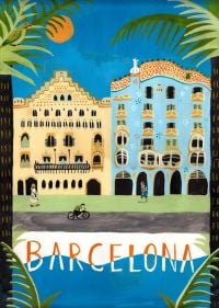 여행 포스터 바르셀로나 해변