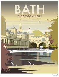 여행 포스터 목욕 조지아 도시