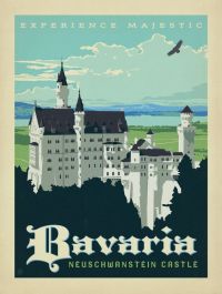 Travel Poster Bavaria Castle canvas print