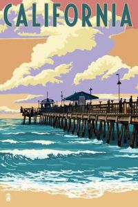 Reise-Plakat California Pier Leinwanddruck