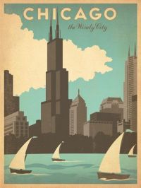 여행 포스터 시카고 윈디 시티